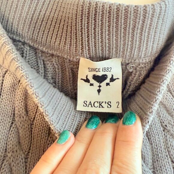 Sack's 100% Cotton Cable Knit Sweater Wide Leg Pants in Gray Ombre size M/L - Picture 7 of 11